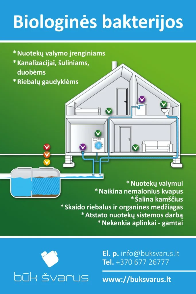 Bakterijos kanalizacijai šiuolaikiškiems įrenginiams